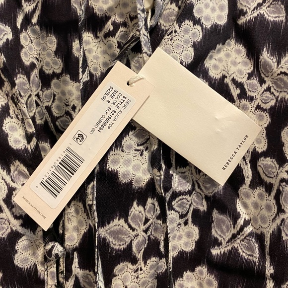 Rebecca Taylor Alicia Top Long Sleeve Buttoned Floral Blouse Size 8 NWT - Picture 11 of 15
